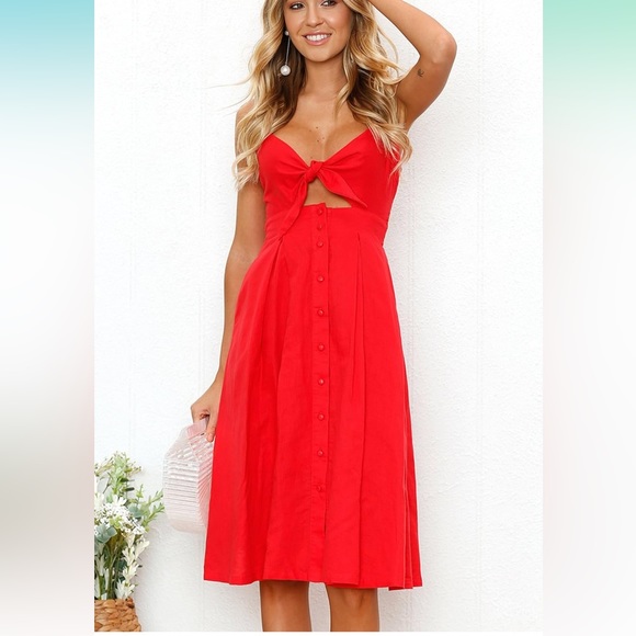 Red Tie-Front Sundress, size XL - Picture 5 of 5